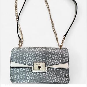 GUESS Monogram Gray and White Crossbody Bag